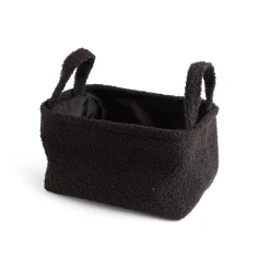 Gifi Rangement|Panière laine bouclée noire 28x18xH15cm