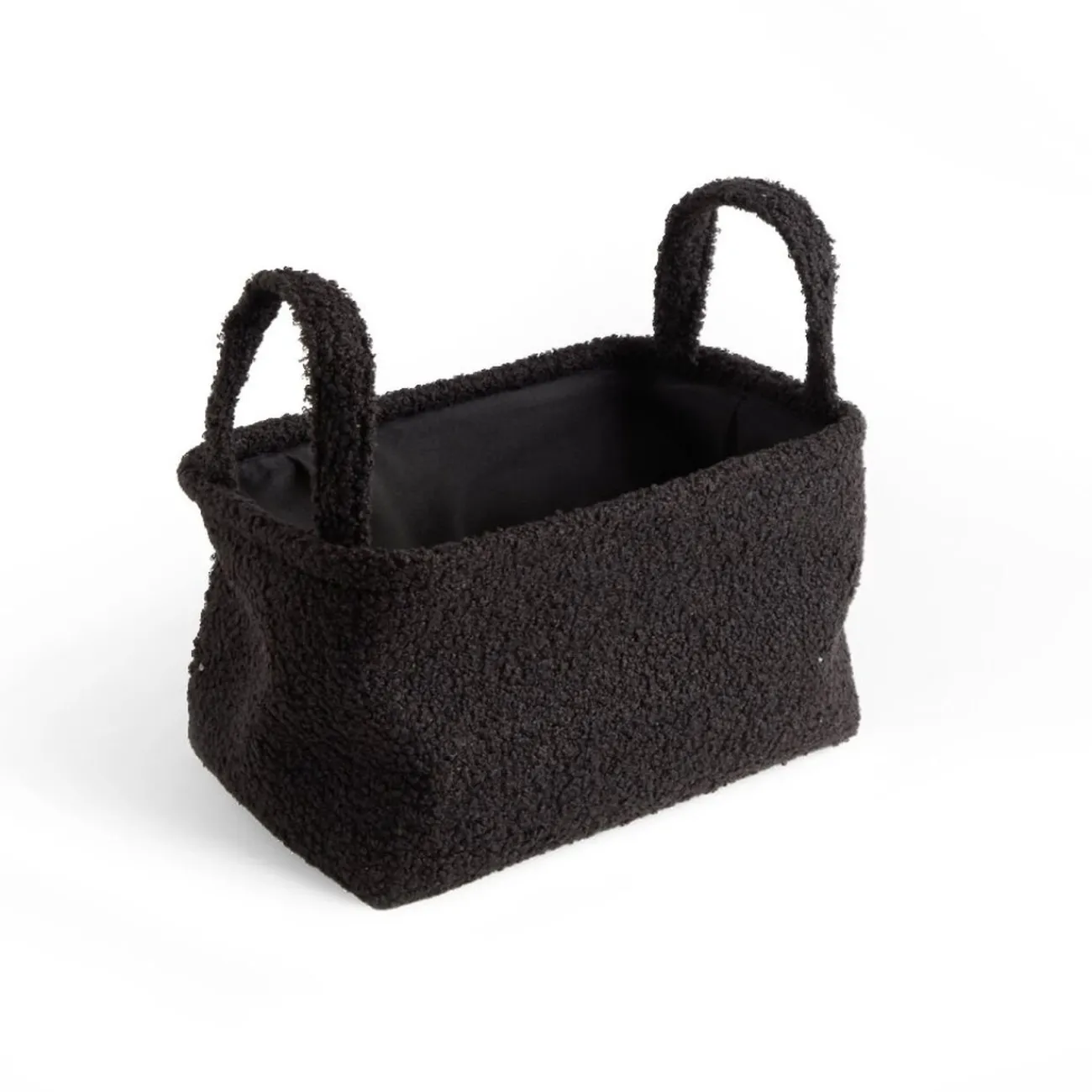 Gifi Rangement|Panière laine bouclée noire 28x18xH15cm