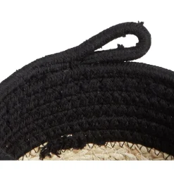 Gifi Rangement|Panière naturelle jacinthe d'eau coton beige et noir Ø15xH12cm