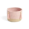 Gifi Rangement|Panière naturelle jute coton beige et rose Ø16xH14cm