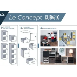 Gifi Rangement|Panière noire motif géométrique blanc collection Urban 1 Box Cube