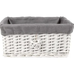 Gifi Rangement|Panière osier rectangulaire blanche et grise