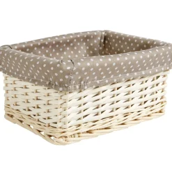 Gifi Rangement|Panière osier taupe à pois blancs