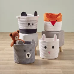 Gifi Rangement|Panière ourson gris Ø30x24cm