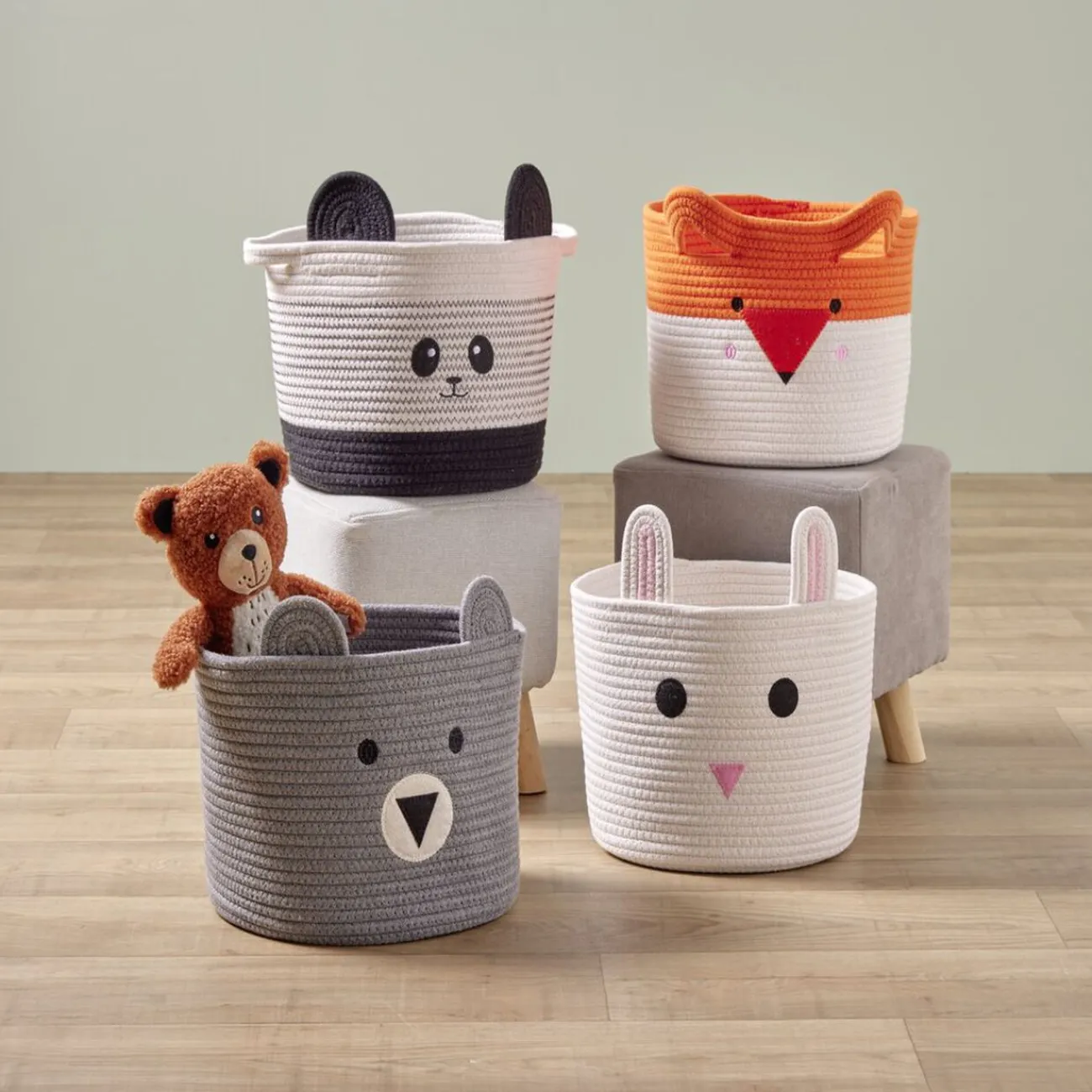 Gifi Rangement|Panière panda noir et blanc Ø30x24cm