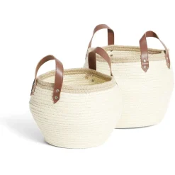 Gifi Rangement|Panière petit modèle avec poignées jute beige Ø22xH20cm
