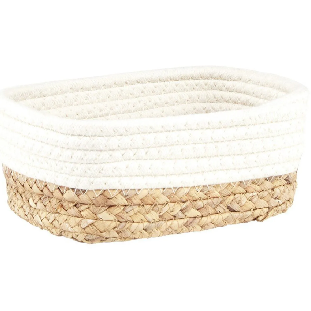 Gifi Rangement|Panière rectangulaire coton et jacinthe blanc et naturel x3