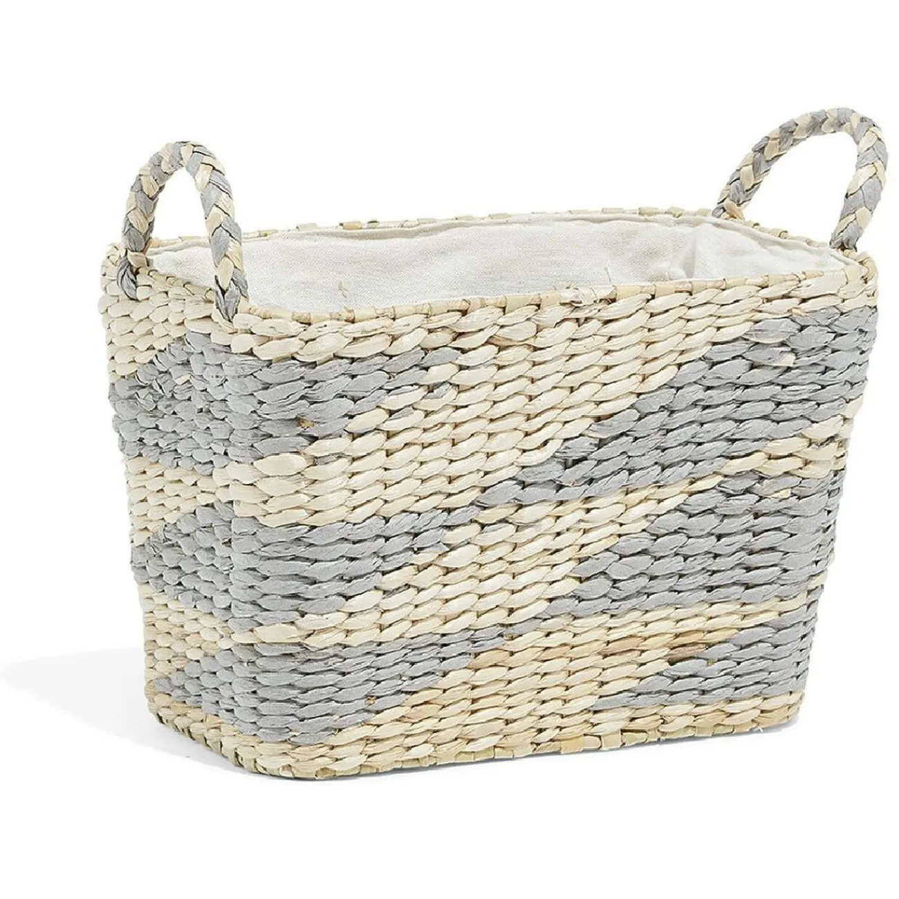 Gifi Rangement|Panière rectangulaire en jacinthe d'eau gris naturel taille S