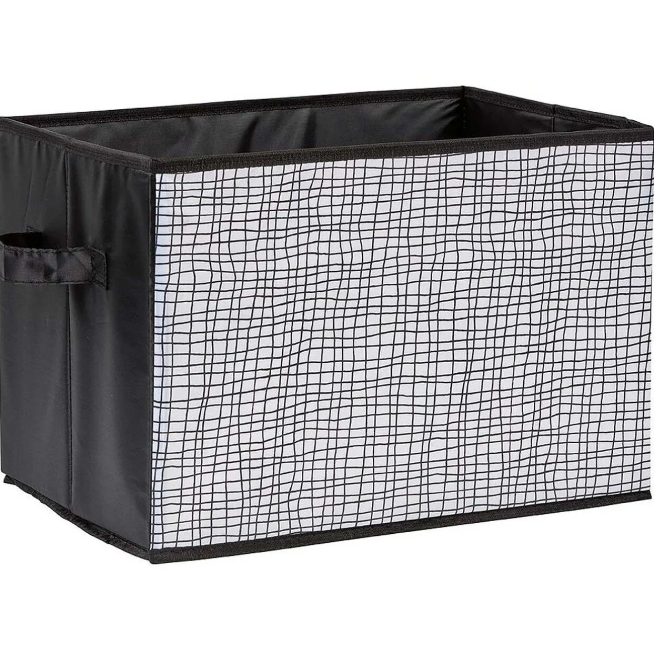 Gifi Entretien Du Linge|Panière rectangulaire en polyester motif quadrillage gris blanc