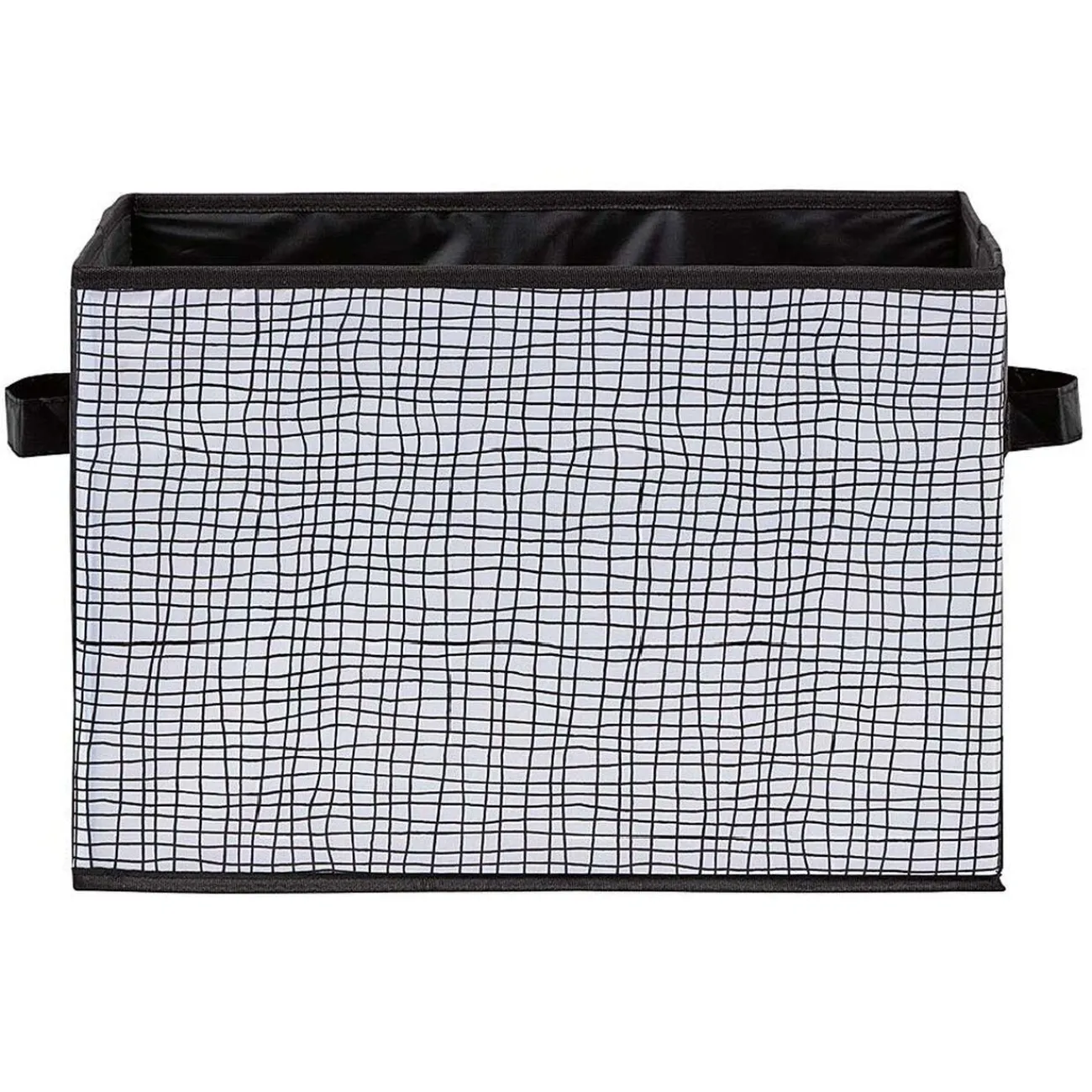 Gifi Entretien Du Linge|Panière rectangulaire en polyester motif quadrillage gris blanc