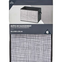 Gifi Entretien Du Linge|Panière rectangulaire en polyester motif quadrillage gris blanc