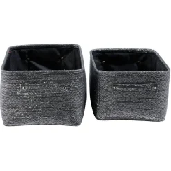 Gifi Rangement|Panière rectangulaire gris effet pailleté x2