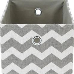 Gifi Rangement|Panière rectangulaire imprimé zig zap gris blanc x3