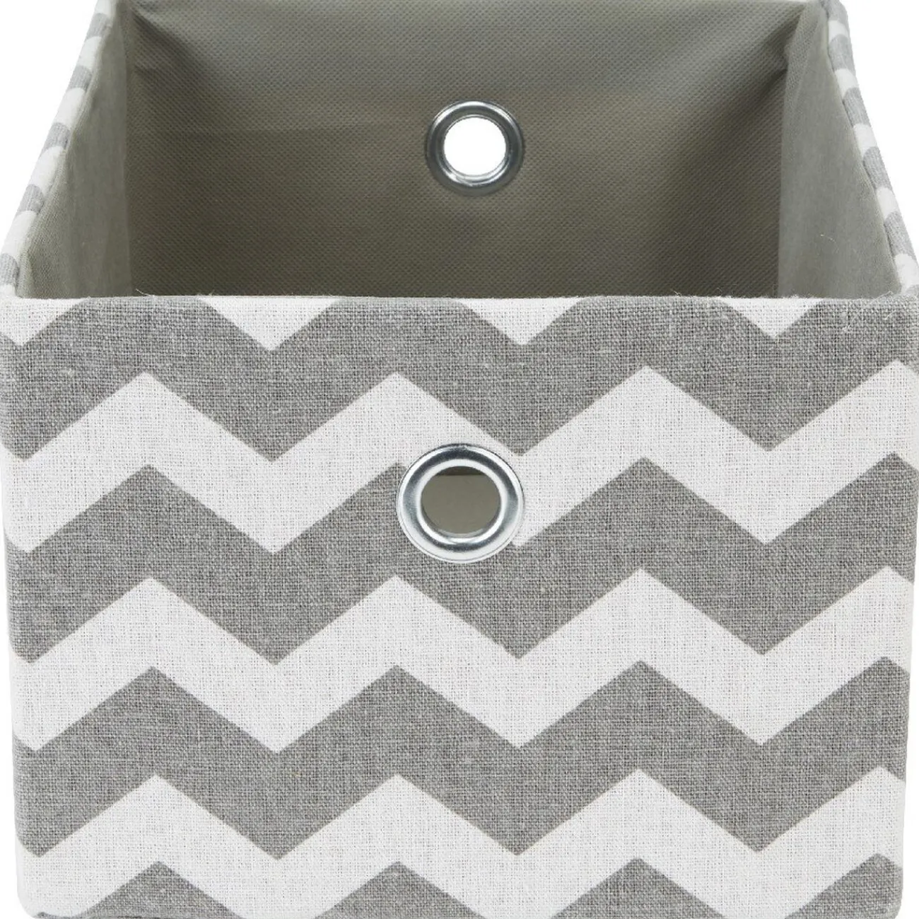 Gifi Rangement|Panière rectangulaire imprimé zig zap gris blanc x3