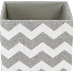 Gifi Rangement|Panière rectangulaire imprimé zig zap gris blanc x3