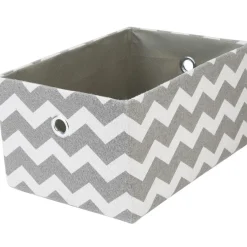 Gifi Rangement|Panière rectangulaire imprimé zig zap gris blanc x3