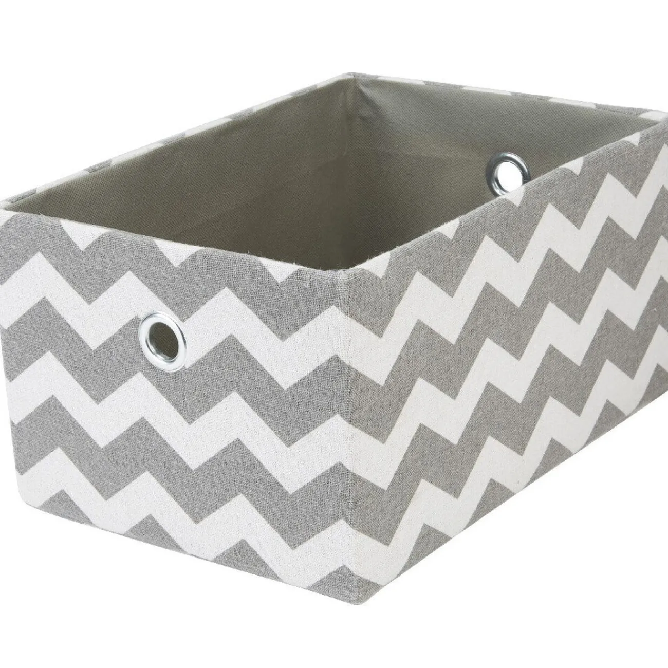 Gifi Rangement|Panière rectangulaire imprimé zig zap gris blanc x3