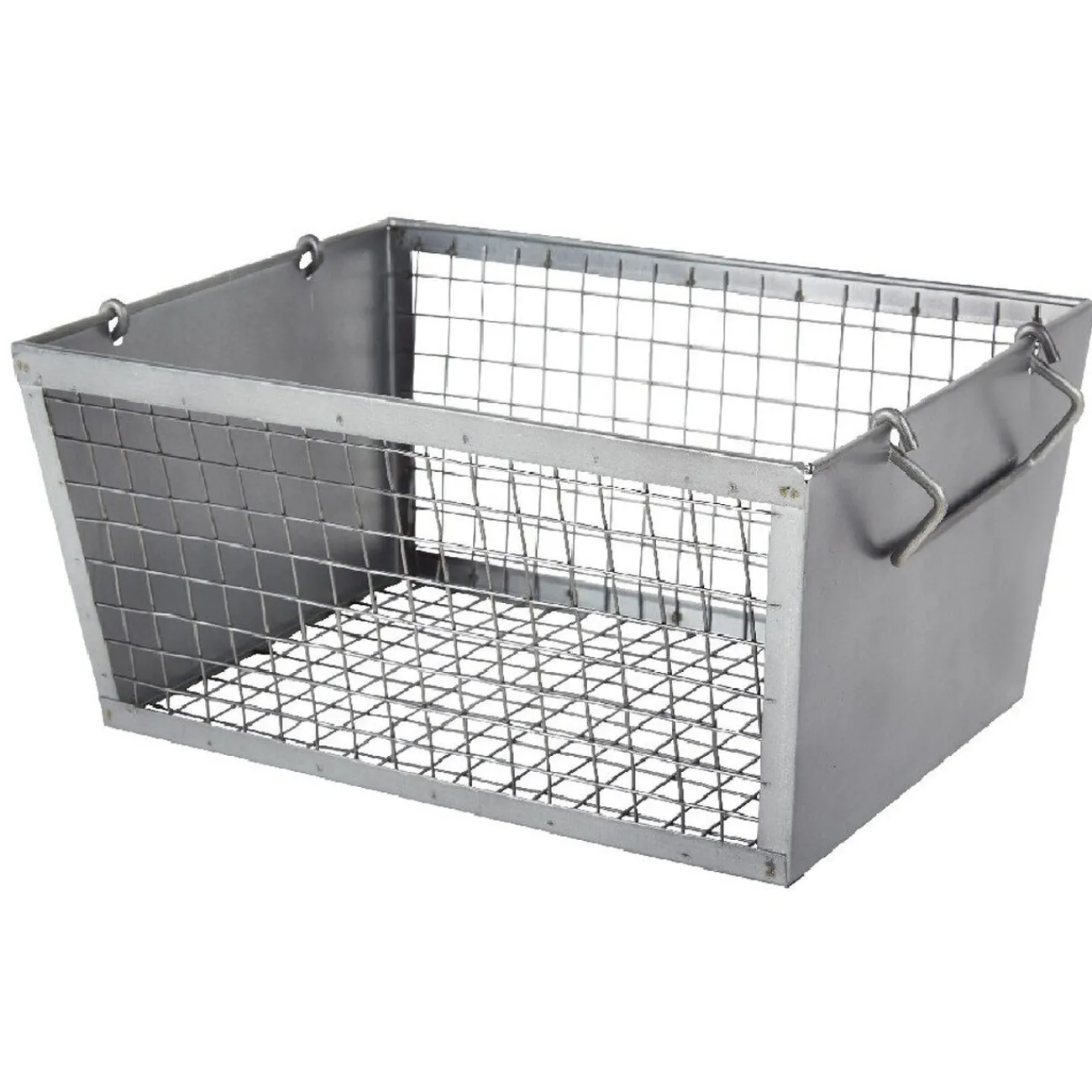 Gifi Rangement|Panière rectangulaire métal ajouré gris H. 20 cm