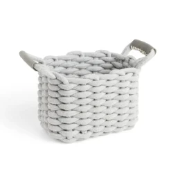 Gifi Rangement|Panière rectangulaire tricot coton gris 16x14xH24cm