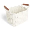 Gifi Rangement|Panière rectangulaire tricot coton blanc 28x17xH23cm