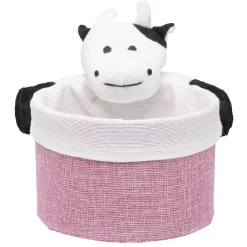 Gifi Rangement|Panière ronde avec peluche animal Ø15 x H.14 cm