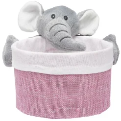 Gifi Rangement|Panière ronde avec peluche animal Ø15 x H.14 cm