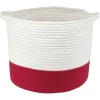 Gifi Rangement|Panière ronde bicolore en coton rouge et blanc Ø33xH.28 cm