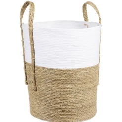 Gifi Rangement|Panière ronde blanc naturel Ø40xH50 cm