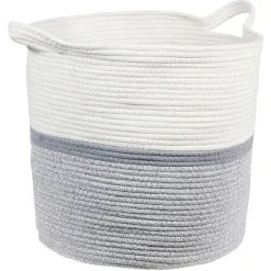Gifi Rangement|Panière ronde blanche et grise Ø40xH40 cm - HIRO