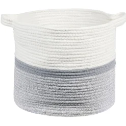 Gifi Rangement|Panière ronde blanche et grise Ø35xH30 cm - HIRO