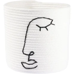 Gifi Rangement|Panière ronde coton motif visage