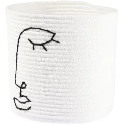Gifi Rangement|Panière ronde coton motif visage
