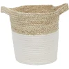Gifi Rangement|Panière ronde en coton tissé blanc naturel H26 cm