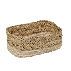 Gifi Rangement|Panière ronde en Jacinthe d'eau et Coton tressé 27x16xH10 cm