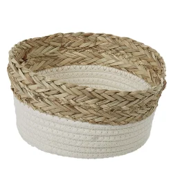 Gifi Rangement|Panière ronde en jonc de mer blanc naturel grand modèle