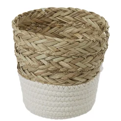 Gifi Rangement|Panière ronde en jonc de mer blanc naturel petit modèle