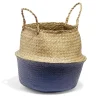 Gifi Rangement|Panière ronde en jonc de mer bicolore avec poignées