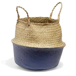 Gifi Rangement|Panière ronde en jonc de mer bicolore avec poignées