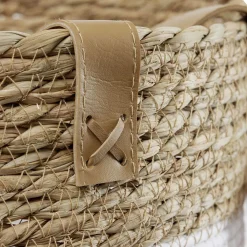 Gifi Rangement|Panière ronde en jute naturel bandes blanches Ø25xH30 cm - LENA