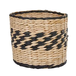 Gifi Rangement|Panière ronde en osier tressé bicolore noir naturel x2