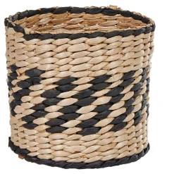 Gifi Rangement|Panière ronde en osier tressé bicolore noir naturel x2