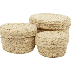 Gifi Rangement|Panière ronde jonc tressé naturel x3