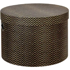 Gifi Rangement|Panière ronde marron motif zig zag doré x 3