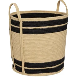 Gifi Rangement|Panière ronde naturel bandes noires Ø43xH43 cm - SAMI