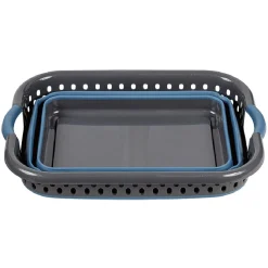 Gifi Entretien Du Linge|Panière rétractable en plastique gris et bleu