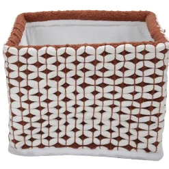 Gifi Rangement|Panière tissu crocheté bicolore L 34x l 24 x H 20 cm