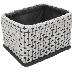 Gifi Rangement|Panière tissu crocheté bicolore L 34x l 24 x H 20 cm