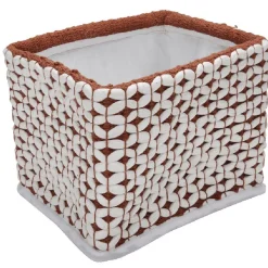 Gifi Rangement|Panière tissu crocheté bicolore L 34x l 24 x H 20 cm