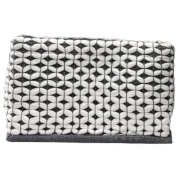 Gifi Rangement|Panière tissu crocheté bicolore L 29x l 23 x H 20 cm