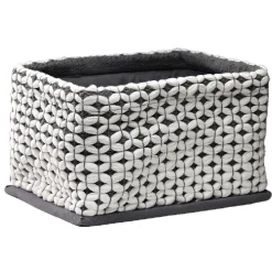 Gifi Rangement|Panière tissu crocheté bicolore L 29x l 23 x H 20 cm